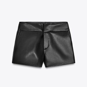 Zara High Waist Black Leather mini Micro Shorts